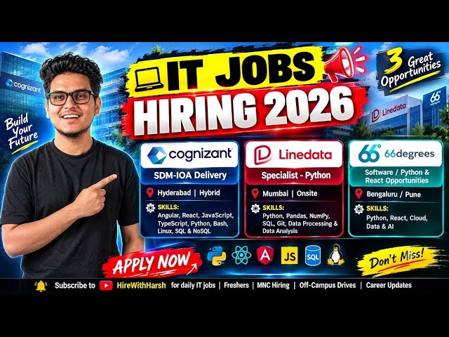 IT Jobs Hiring 2026 🚨 | Cognizant, Linedata & 66degrees | Python, Angular & Software Jobs