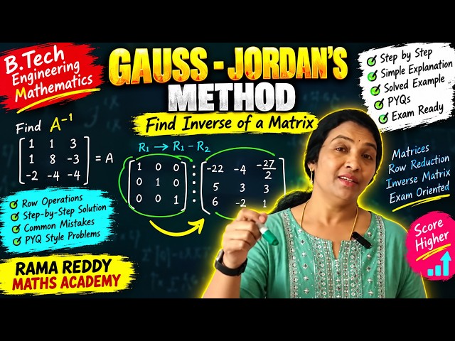 Gauss-Jordan Method 🔥 Find Inverse of Matrix | B.Tech Engineering Maths | PYQs + Problems
