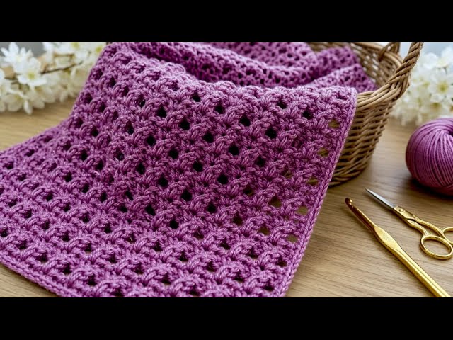 NEW!🔥 Easy 2-Row Crochet Stitch for Beginners! Beautiful Blanket Pattern