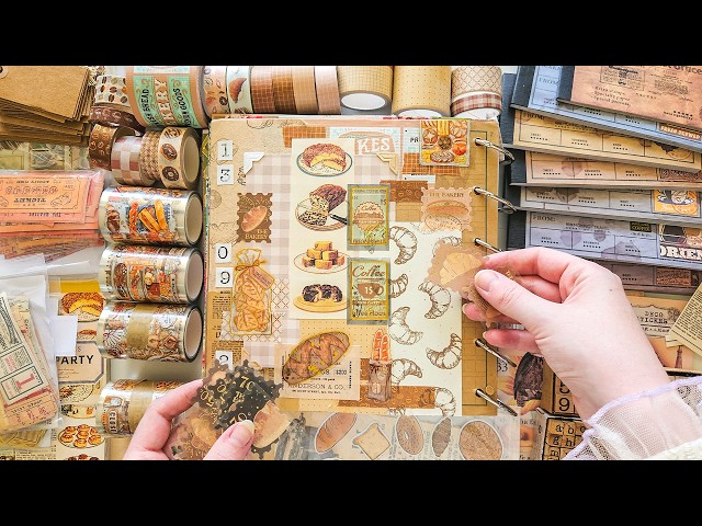 ASMR Scrapbook With Me #61 | Bakery Theme | Relaxing Stationery Sounds | No Talking