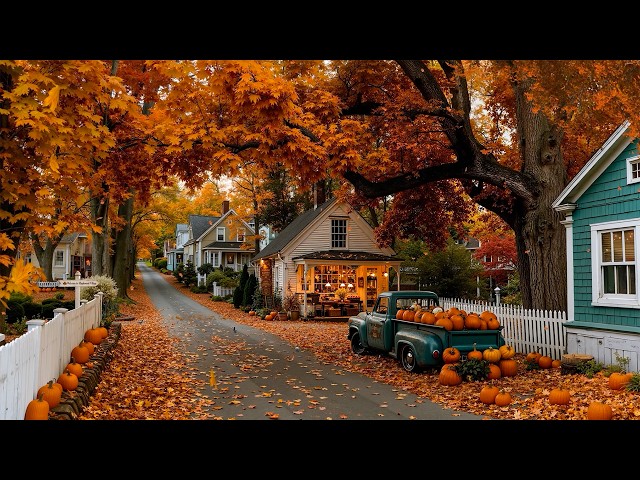 Down a Leaf-Covered Road to an Autumn Village Bakery🎃 Mellow & Warm Jazz for Coffee & a Peaceful Day
