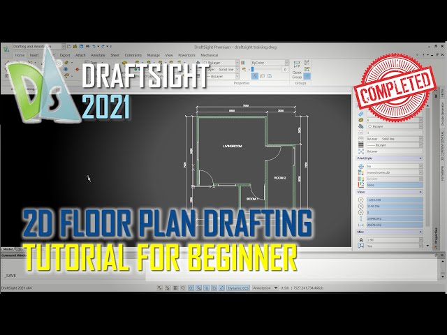 Draftsight 2021 2D Floor Plan Drafting Tutorial For Beginner [COMPLETE]