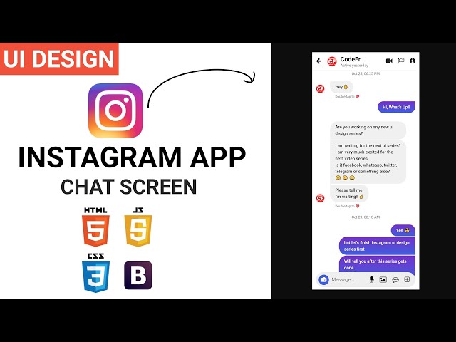 Instagram App UI Template - E06 - Chat Screen | HTML CSS BOOTSTRAP Speed Coding