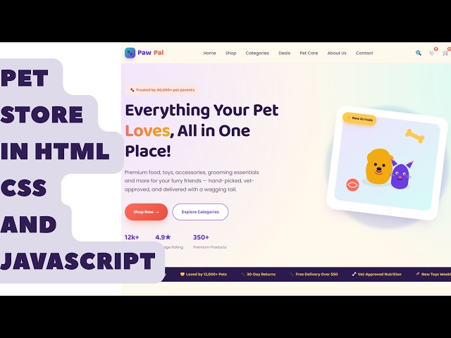 Creating a Pet Store in HTML CSS and Javascript | Source code