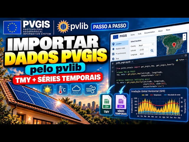 Como Importar Dados Meteorológicos do PVGIS com Python e pvlib | TMY + Séries Temporais