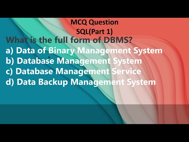 SQL MCQ Question and Answer part -1 || Most ask for freshers
