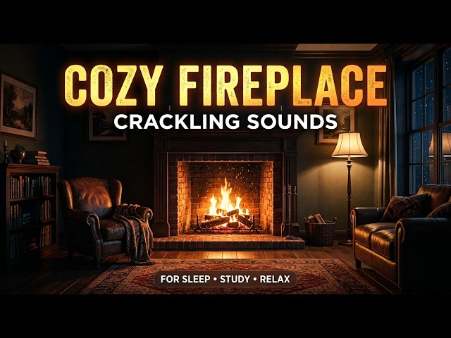 Cozy Fireplace Sounds at Night | Crackling Fire for Sleep, Study & Meditation