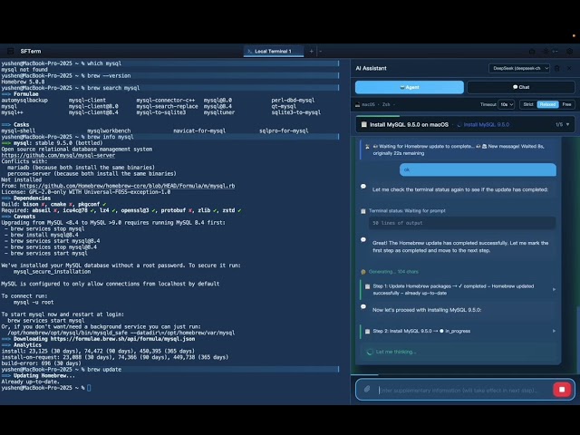 AI Agent deploy MySql in just one sentence.