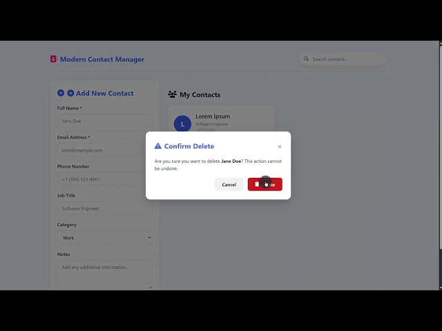 Modern Contact Manager Using HTML, CSS and JavaScript with Source Code