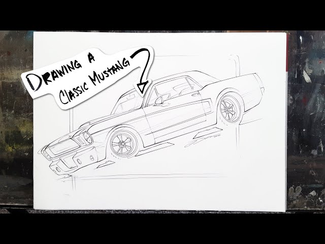 Drawing a Classic Mustang using Pen w/ Pinstripe Chris