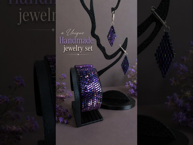 Handmade Miyuki Jewelry Set | Violet Prism Set 💜 #shorts #handmadejewelry #miyukibeads