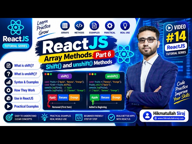 ReactJS  Array Methods  Part 6 | Shift() & Unshift() Methods | React JS Tutorial in Pashto