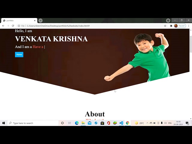 PORTFOLIO WEB DESIGIN//HTML & CSS OR JAVASCRIPT// IN TELUGU  STEP BY STEP DEMO VIDEO