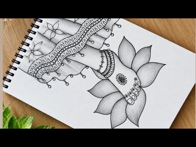 Maa Durga Feet Drawing | Devi Durga Charan Sketch | Easy Goddess Drawing Step by Step