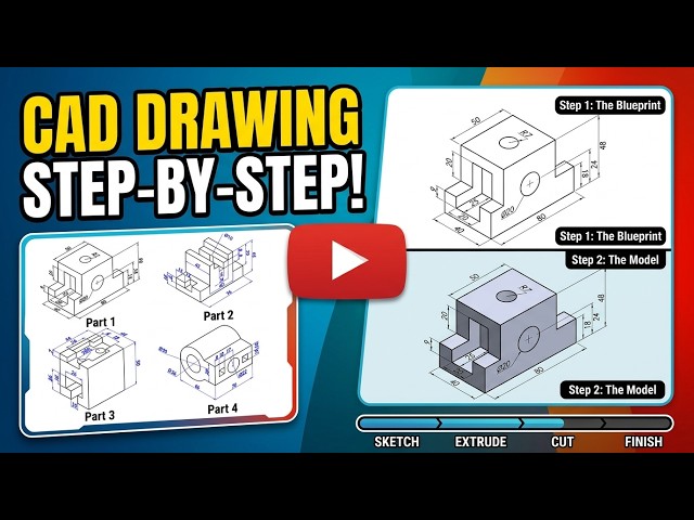 From Blueprint to 3D Model: CAD Drawing Step-by-Step | Complete 4-Part Guide