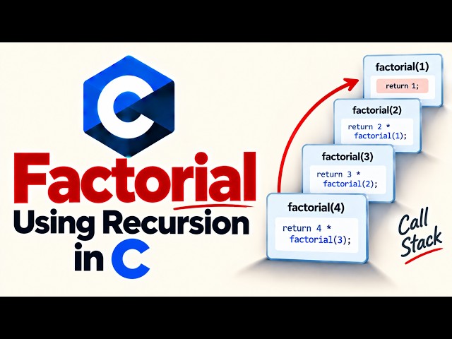 Factorial Using Recursion in C | Recursive Function & Call Stack Explained
