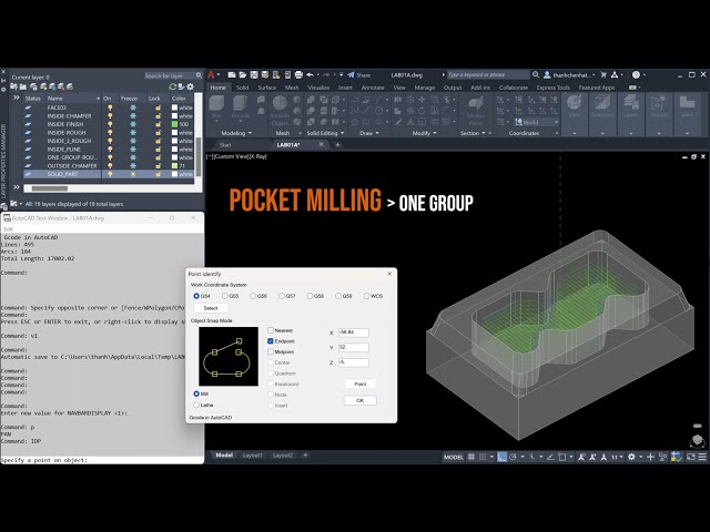 LAB06 - POCKET MILLING with One LWPOLYLINE + G02/G03 of R/IJK