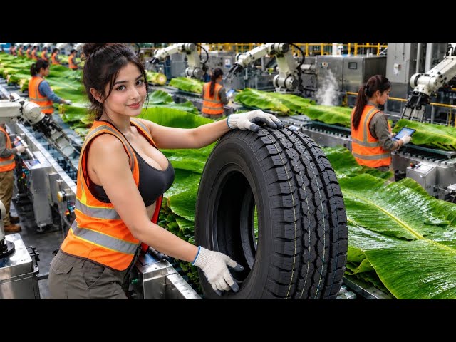 How Banana Leaves Become Black Rubber Tires 😲 (Satisfying Factory ASMR)