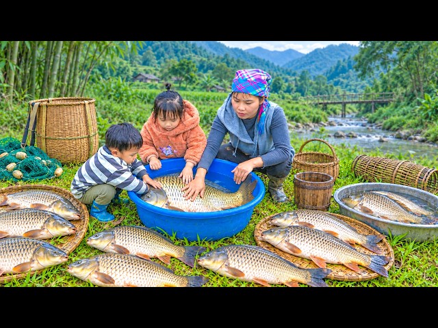 Starting the Pump to Drain Our Pond! | Giant River Fish Market Sales | Village Life