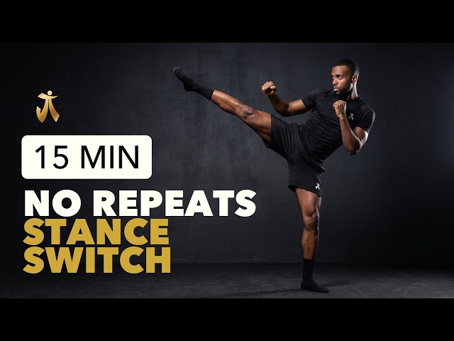 15 MIN NO REPEATS MARTIAL ARTS INTERVAL WORKOUT | STANCE SWITCH FLOW | BEGINNER | NO EQUIPMENT