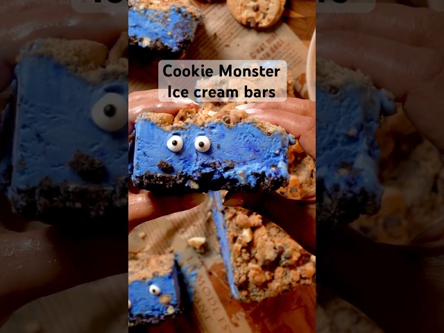 Easy no churn Cookie Monster ice cream bars