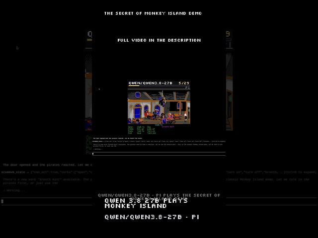 Qwen 3.8 27B plays to Monkey Island #retrogaming #ai #retro