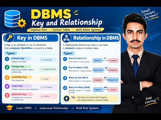 DBMS Keys and Relationships | Database Management System (Class 10)