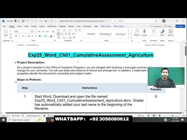Exp25_Word_Ch01_CumulativeAssessment_Agriculture |  Word Chapter 1 Grader Cumulative - Agriculture
