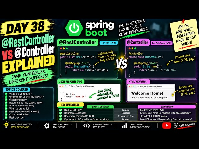 @RestController vs @Controller Explained | Day 38