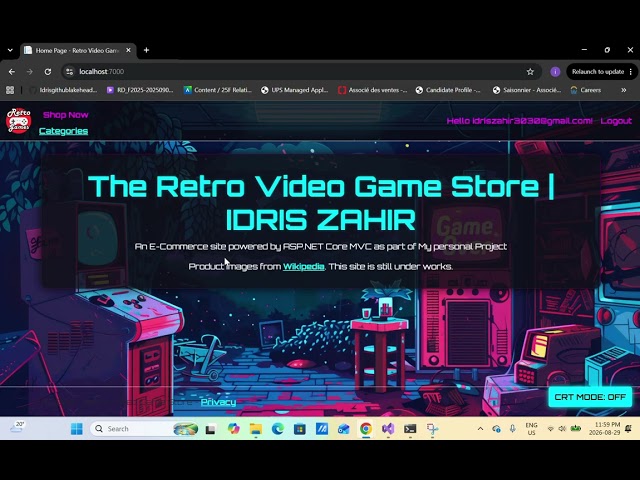 Retro Arcade Video Game Store — Full-Stack ASP.NET Core MVC Project Demo