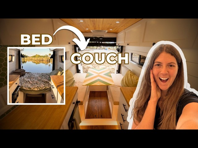 How to Build a Convertible Bed with Lots of STORAGE | DIY Ram ProMaster Van Build
