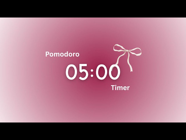 5 minute timer, Aesthetic silent countdown timer 🎀 cute ribbon timer.