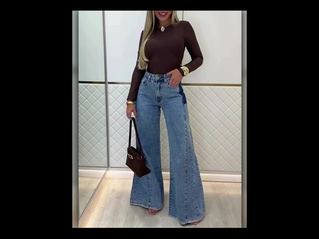 Trendy Light Blue High   Waisted Flared Jeans
