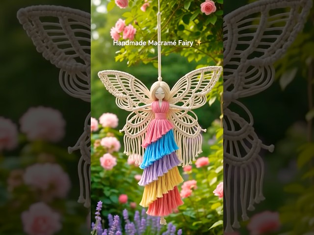 Macrame Doll Wall Hanging 🧚✨ | Handmade Fairy Decor DIY #shorts #shortfeed #doll #macrame #handmade