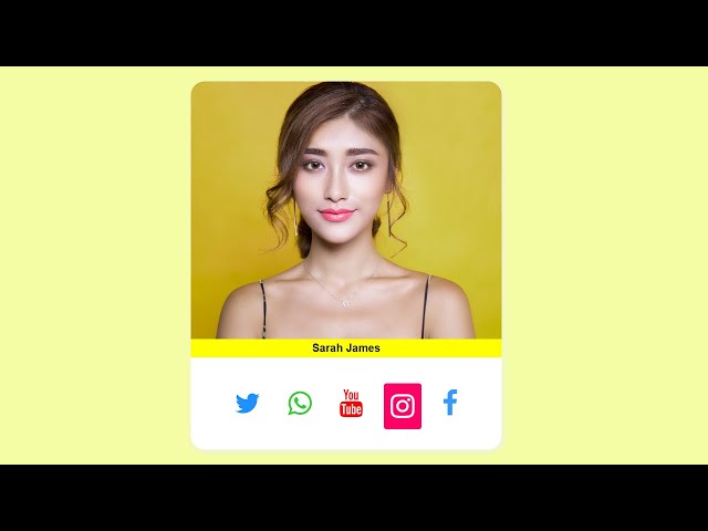 Beautiful Profile Card with awesome hover effect on social media icons in HTML and CSS