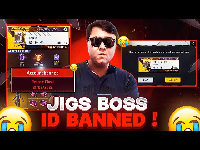 JIGS BHAI ID BANNED 😰 JiGS BOSS FREE FIRE ID BANNED WHY?