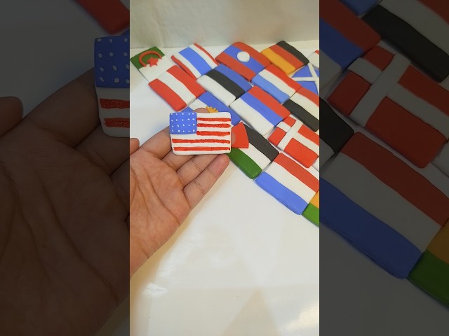 🌍 Making Mini Country Flags with Clay! 😍 | Satisfying Clay Art #trending #shorts