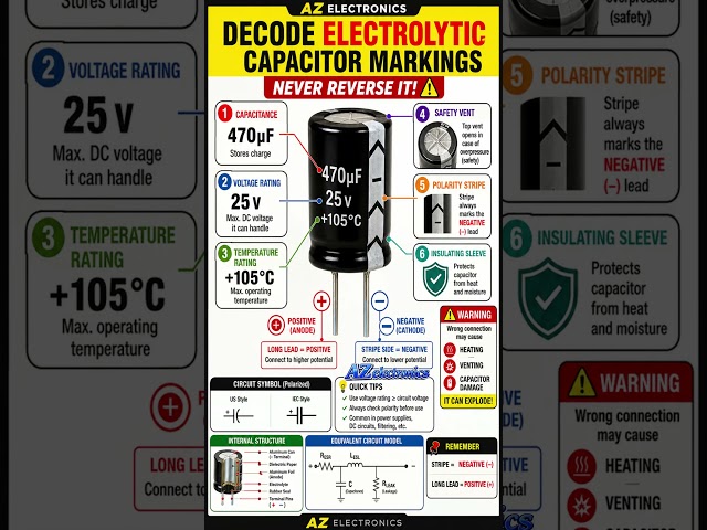 Decode Electrolytic Capacitor! Learn Every Marking in Minutes ⚡