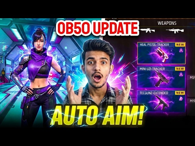 AUTO AIM? 😱 3 New Guns in OB50 UPDATE 😱 Free Redeem Code - NEW CHARACTER - RIN