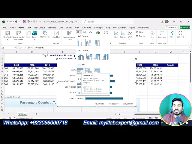 Exp25_Excel_Ch03_ML1_Airports | Excel Chapter 3: Grader Mid-Level 1 - Airport Passenger Counts
