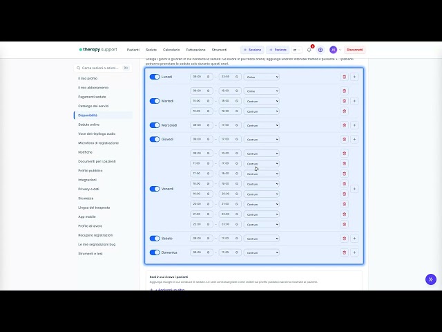 03 — Disponibilità e sedi di consultazione | Therapy Support IT