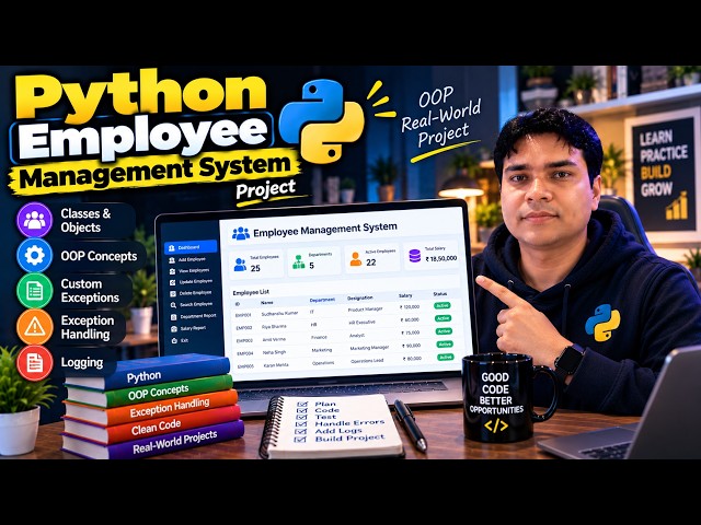 Python Employee Management System Project | OOP, Classes & Objects, Exception Handling & Logging
