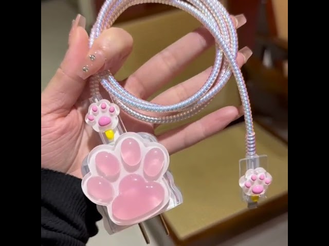 Pawfect Charger Buddy Set – Pink Paw Charger Cover & Cable Protectors