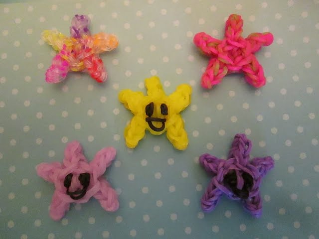 Rainbow Loom Star Charm Happy or Smiley Face. Star Fish. Easy
