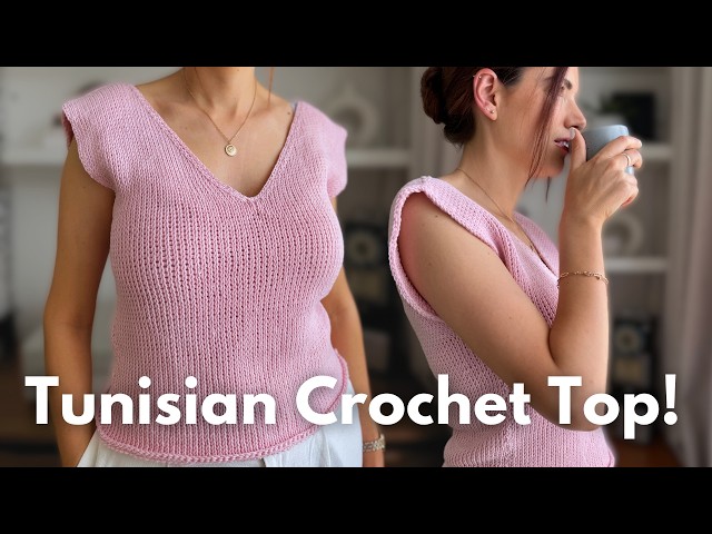 Easy Tunisian Crochet Sleeveless Top Pattern | V Neck Vest Top Tutorial
