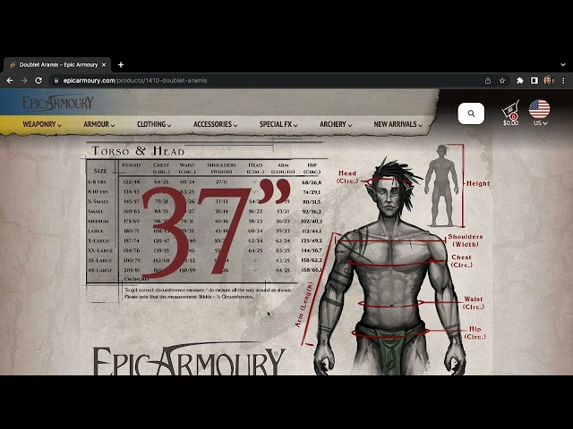 How to use the size guide on our website | Epic Armoury
