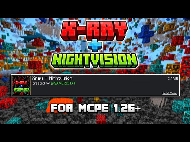 X-Ray + Night Vision Mod for MCPE 1.26+ | New X-Ray Addon for Minecraft PE