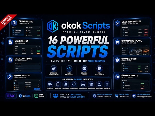 okokScripts Premium Bundle - 16 Scripts for Your FiveM Server 📦| ESX & QBCore