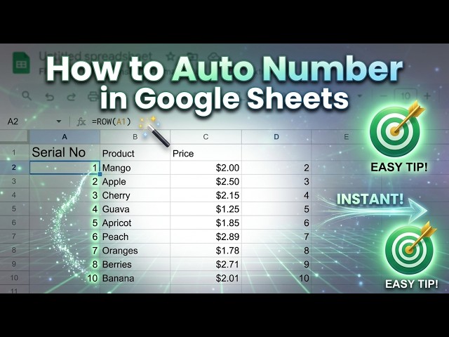 How to Auto Number in Google Sheets | Automatically Number Rows in Google Sheets