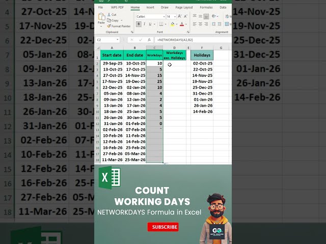 NETWORKDAYS Formula in Excel 🔥 Count Working Days Automatically | @GuptacomputersTech